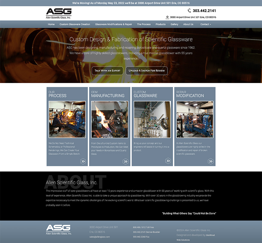 Allen Scientific Glass Web Design