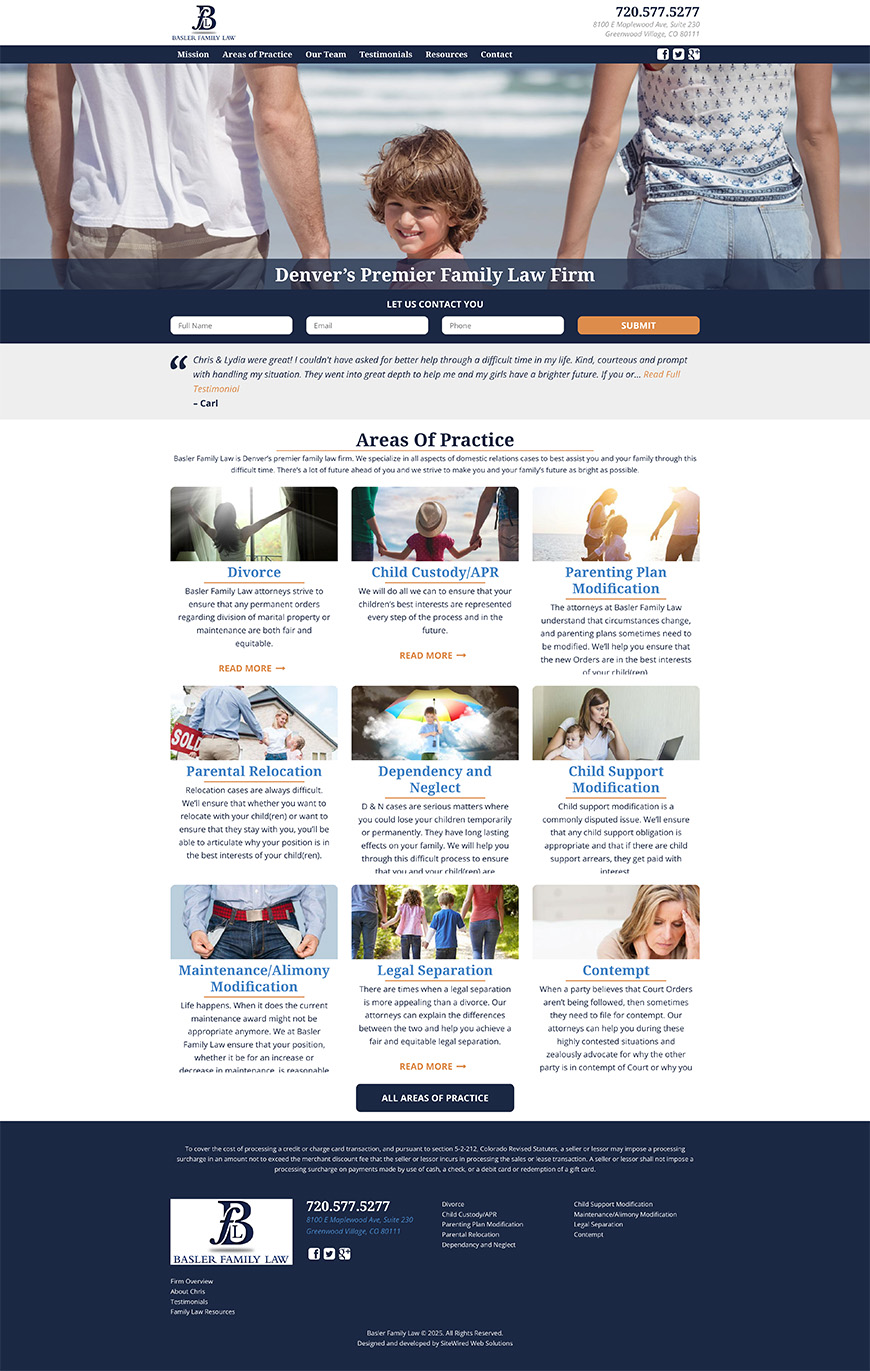 Basler Family Lawyer Web Design